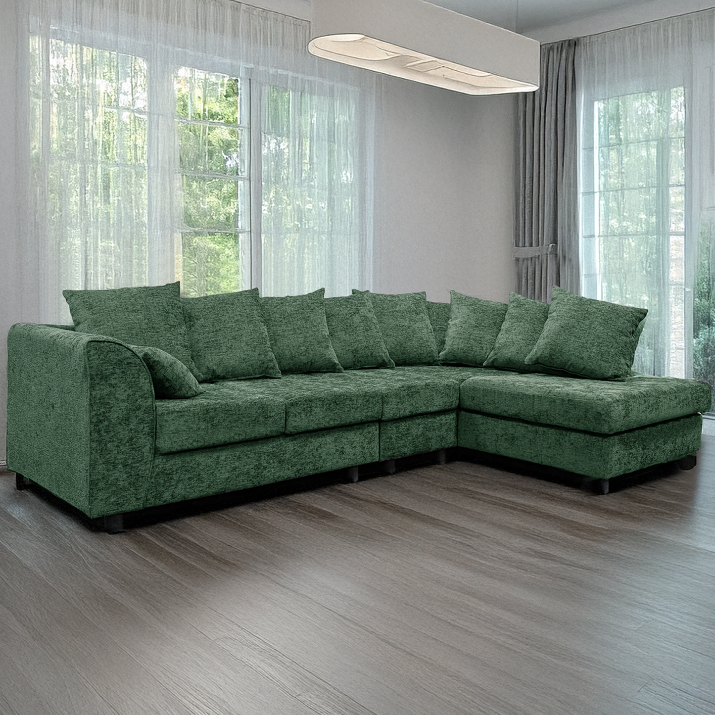 Monaco Chenille Fabric 5 Seater L Shaped Corner Sofa