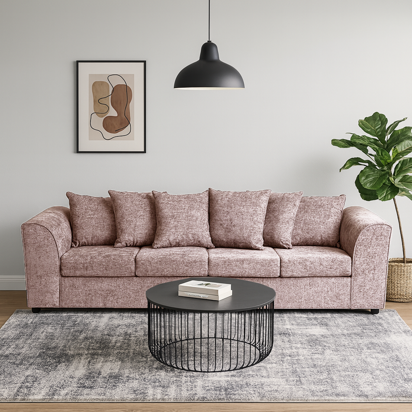 Monaco Chenille Fabric 4 Seater Sofa