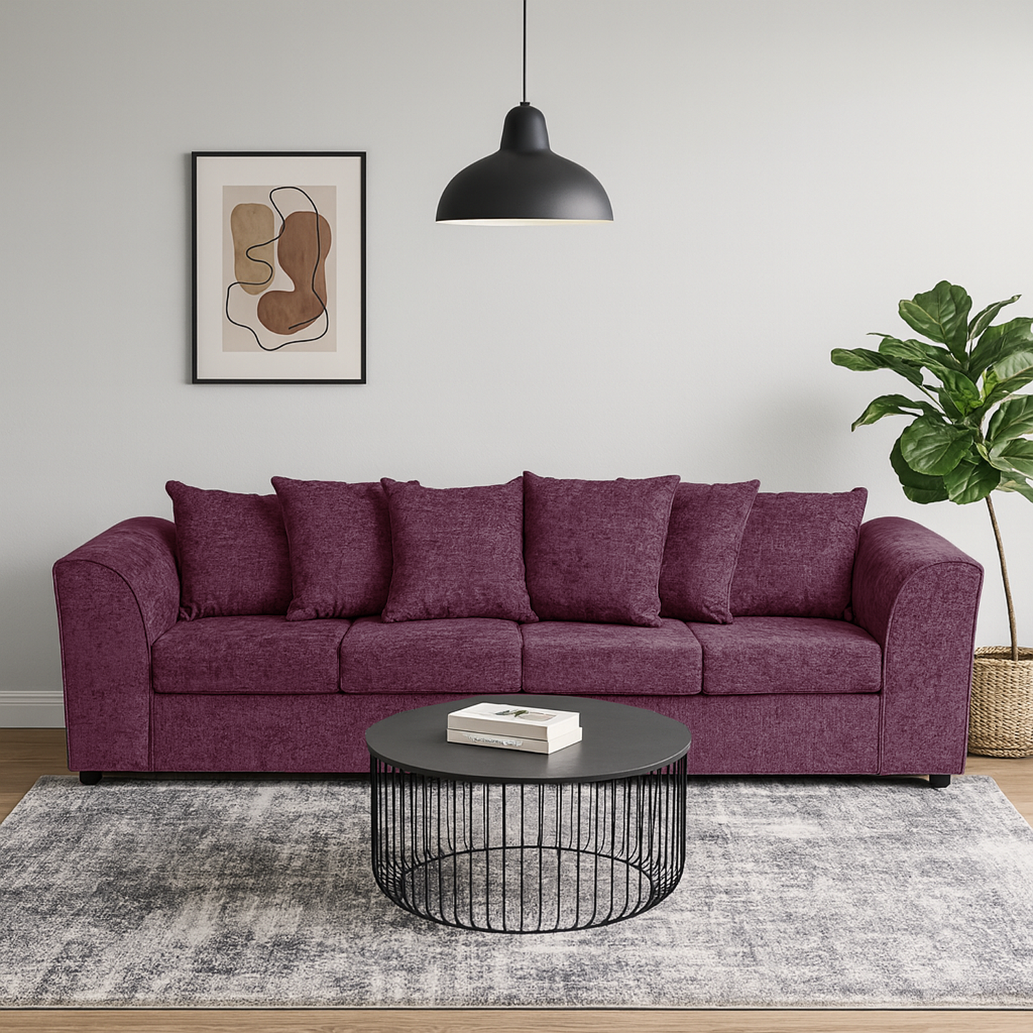 Monaco Chenille Fabric 4 Seater Sofa