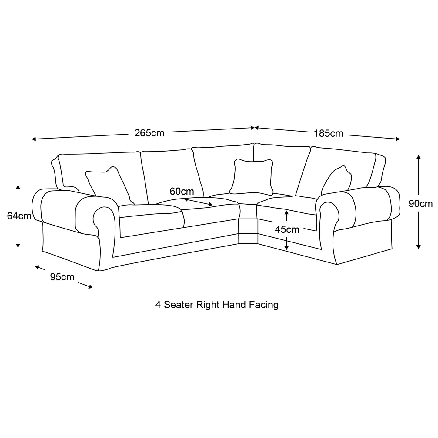 Chelsea Crushed Velvet Full Back 4 Seater L Shaped Corner Sofa - 2