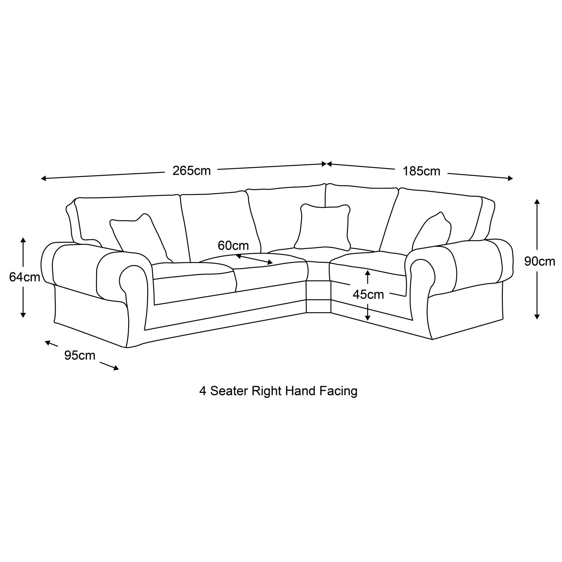 Chelsea Crushed Velvet Full Back 4 Seater L Shaped Corner Sofa - 2