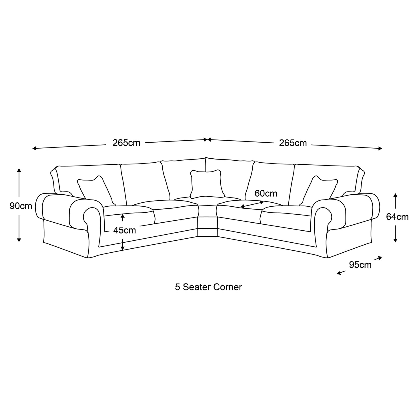 Chelsea Crushed Velvet Full Back 5 Seater Corner Sofa - 2