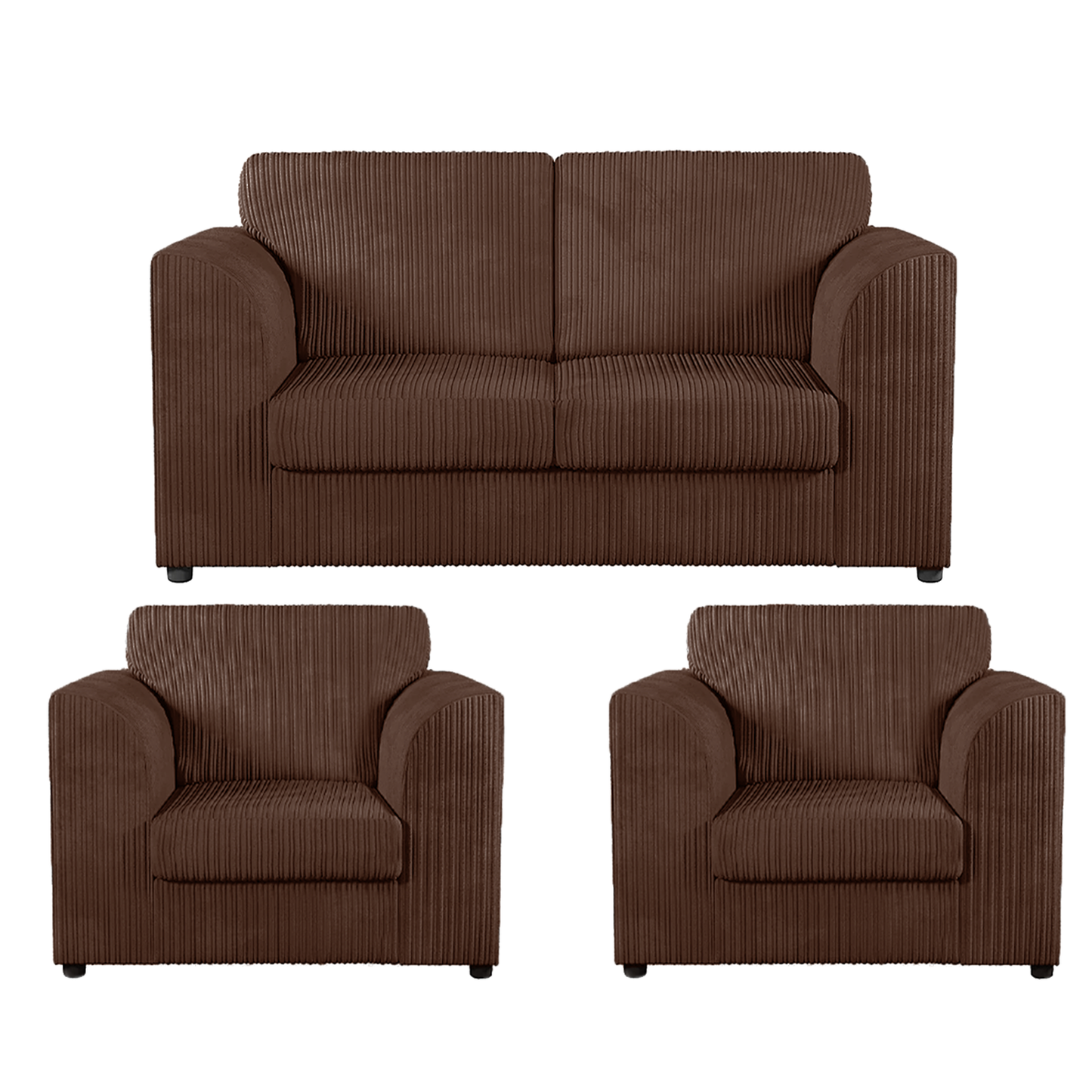 Luxor Jumbo Cord 2 Seater and 2 x Armchairs - Full Back