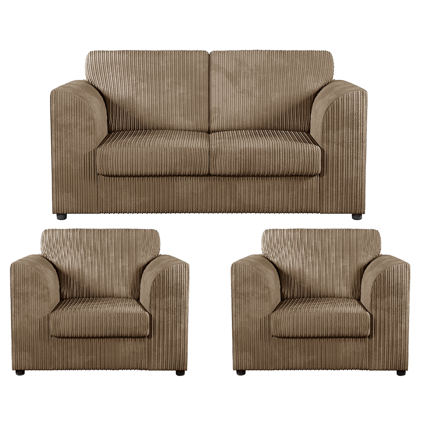 Luxor Jumbo Cord 2 Seater and 2 x Armchairs - Full Back