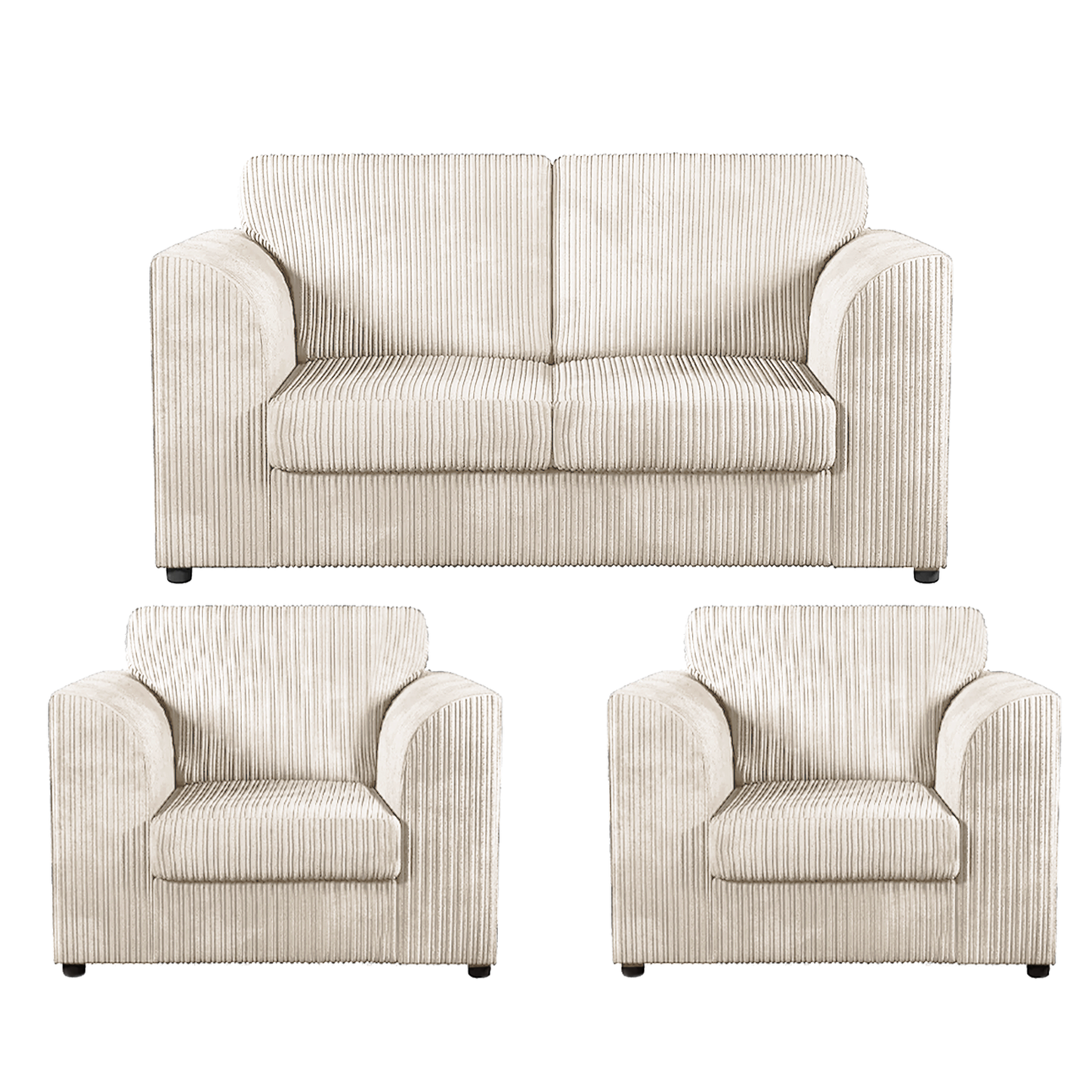Luxor Jumbo Cord 2 Seater and 2 x Armchairs - Full Back