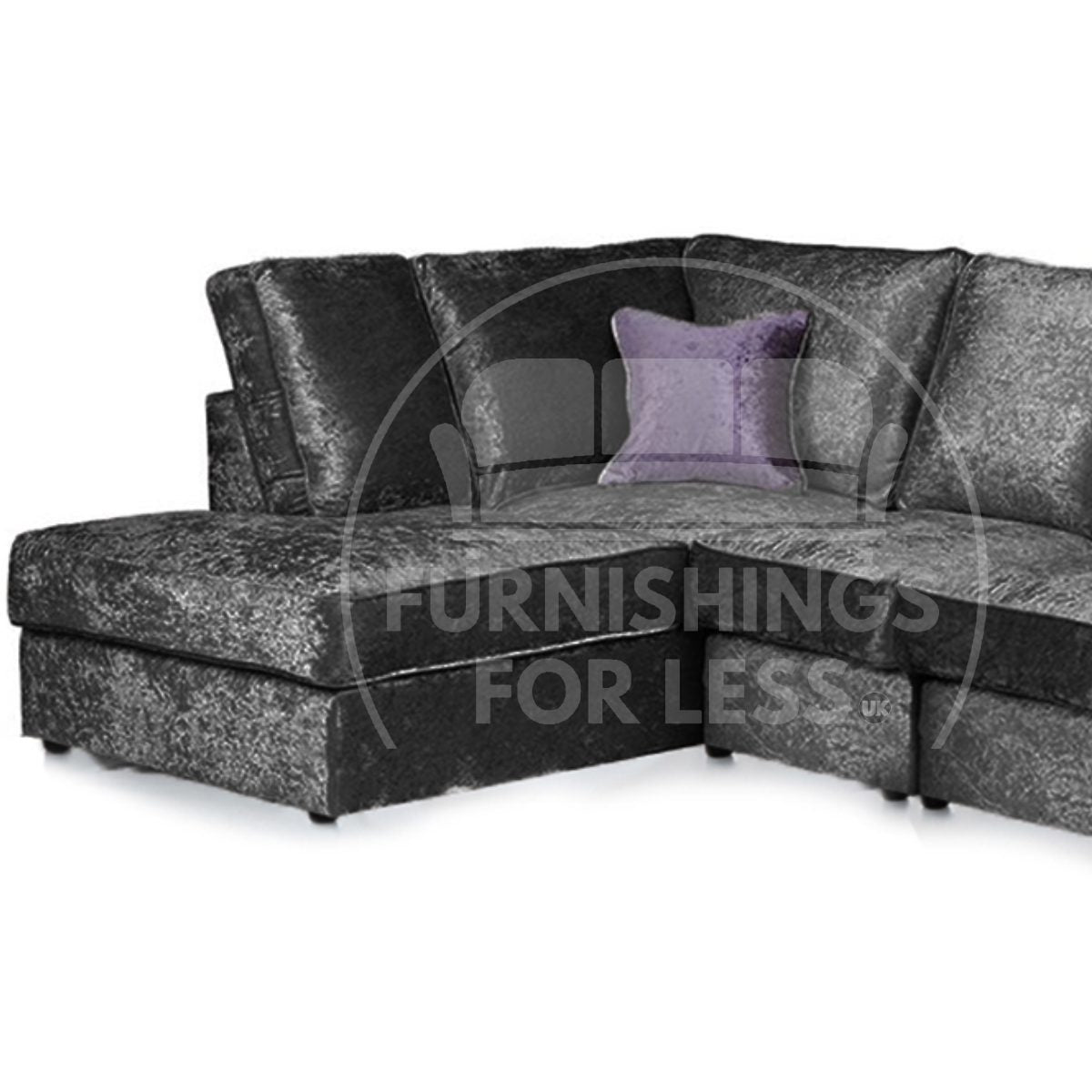 Crystal Crushed Velvet Full Back 5 Seater L Shaped Corner Sofa - 4
