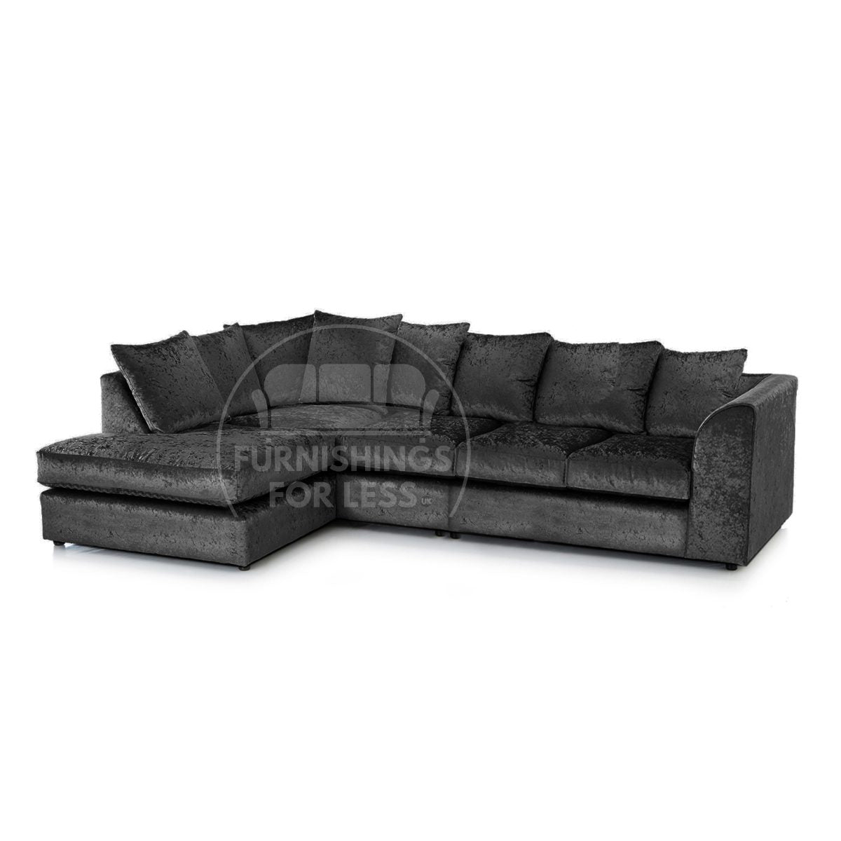 Crystal Crushed Velvet Scatter Back 5 Seater L Shaped Corner Sofa