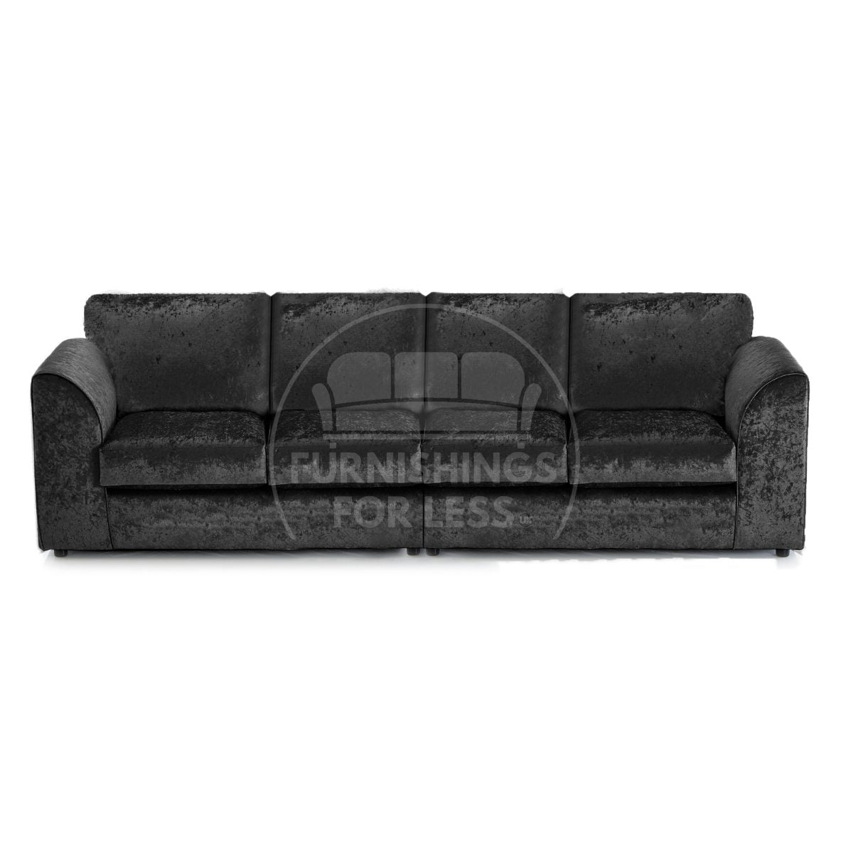 Crystal Crushed Velvet Long Fabric 4 Seater Sofa Full Back