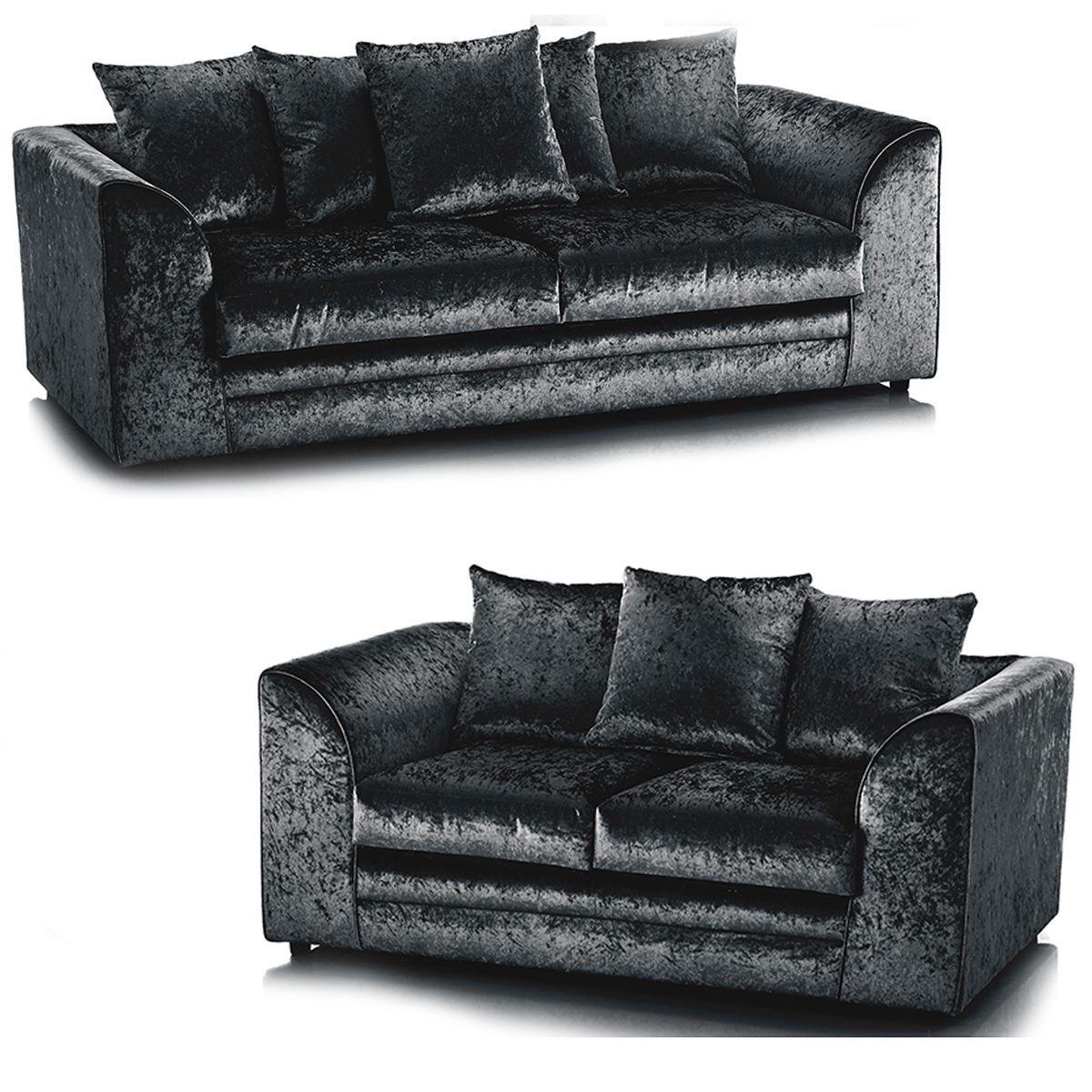 Crystal Crushed Velvet Sofa Suite Scatter Back