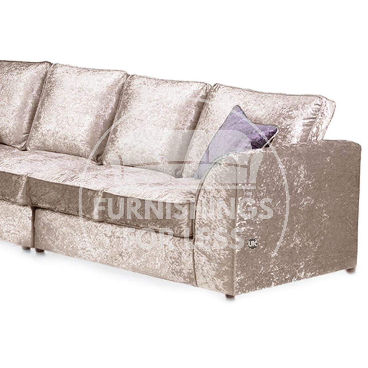 Crystal Crushed Velvet Full Back 5 Seater L Shaped Corner Sofa - 5
