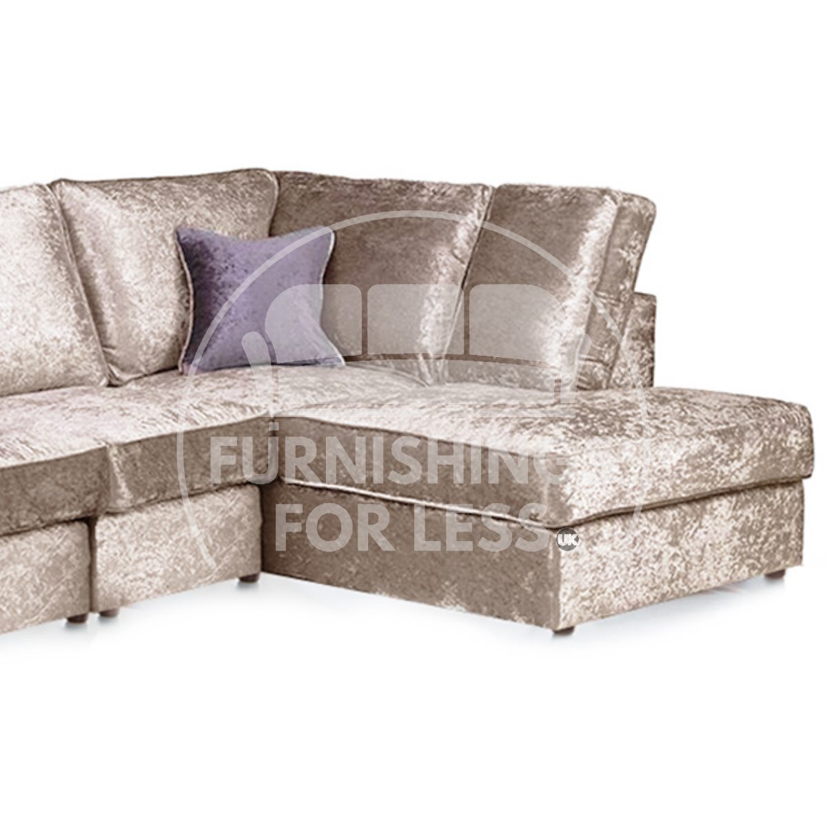 Crystal Crushed Velvet Full Back 5 Seater L Shaped Corner Sofa - 2