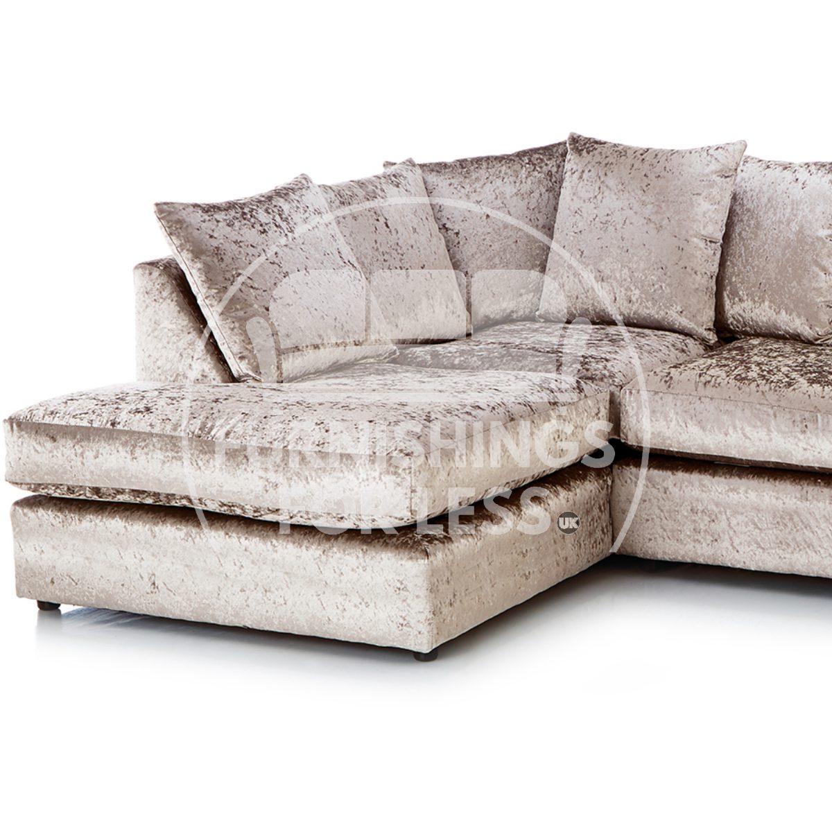 Crystal Crushed Velvet Scatter Back 5 Seater L Shaped Corner Sofa - 6