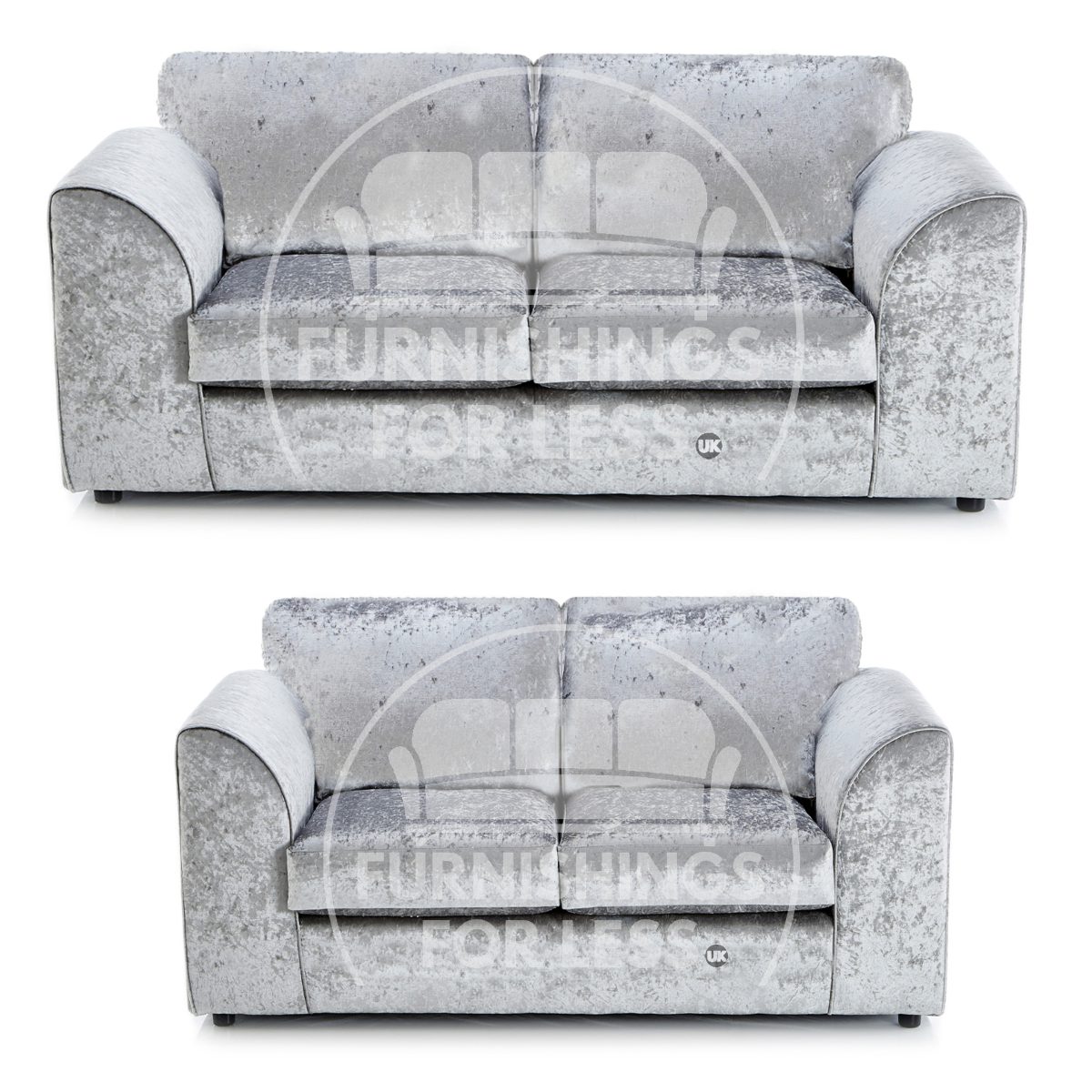 Crystal Crushed Velvet Sofa Suite Full Back