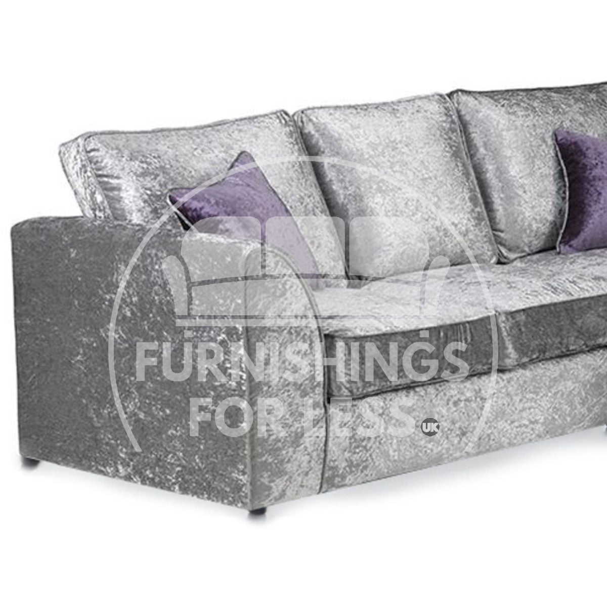Crystal Crushed Velvet Full Back 5 Seater L Shaped Corner Sofa - 6
