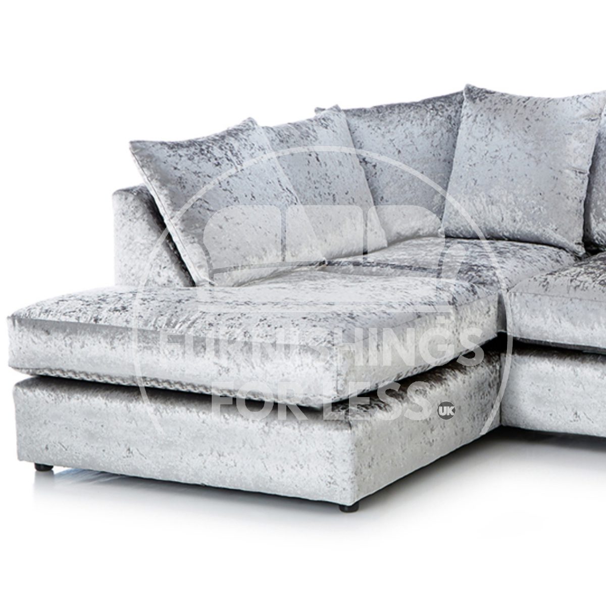 Crystal Crushed Velvet Scatter Back 5 Seater L Shaped Corner Sofa - 7