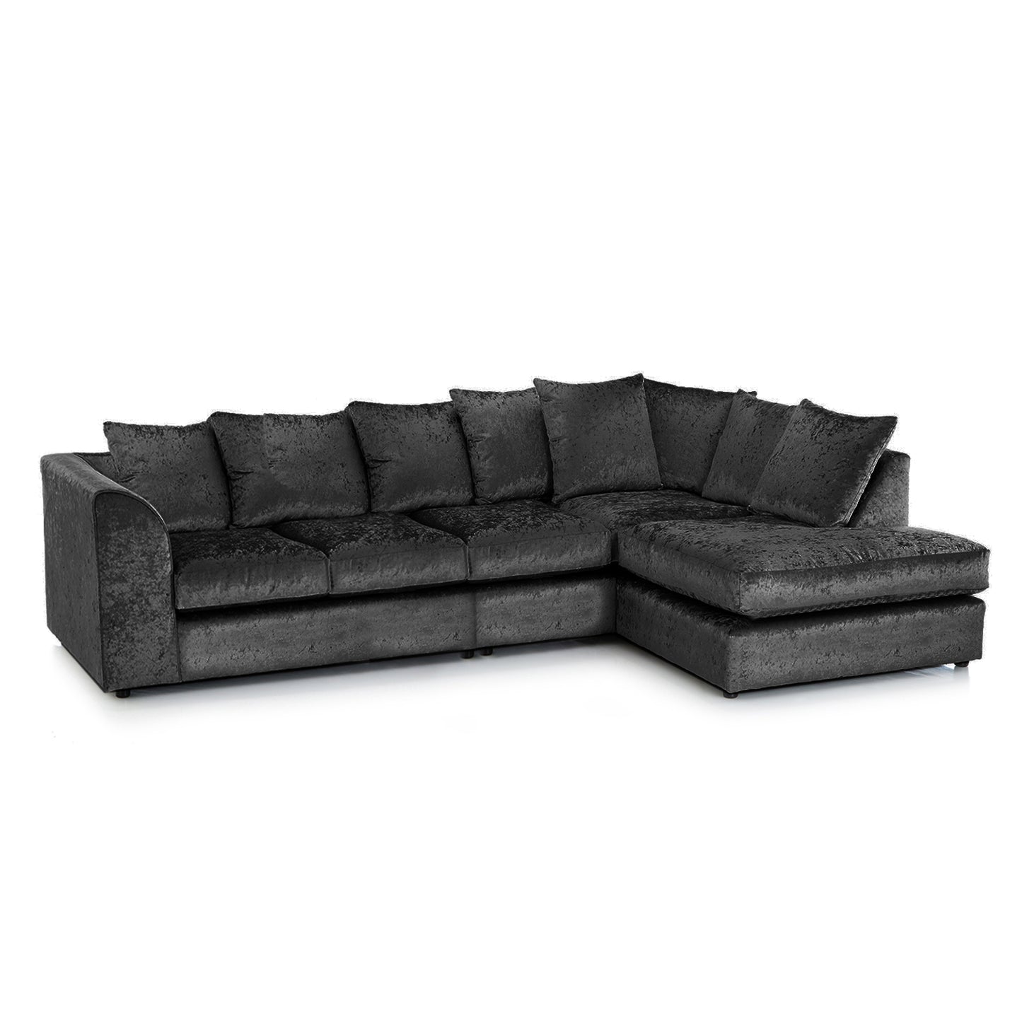 Crystal Crushed Velvet Scatter Back 5 Seater L Shaped Corner Sofa