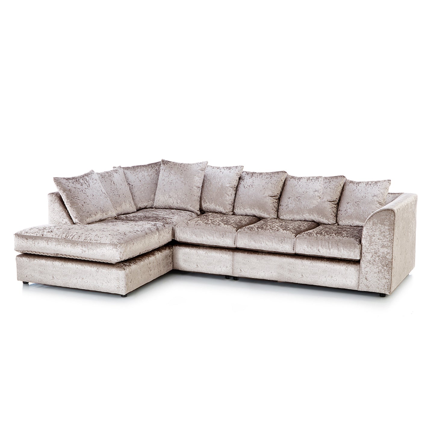 Crystal Crushed Velvet Scatter Back 5 Seater L Shaped Corner Sofa