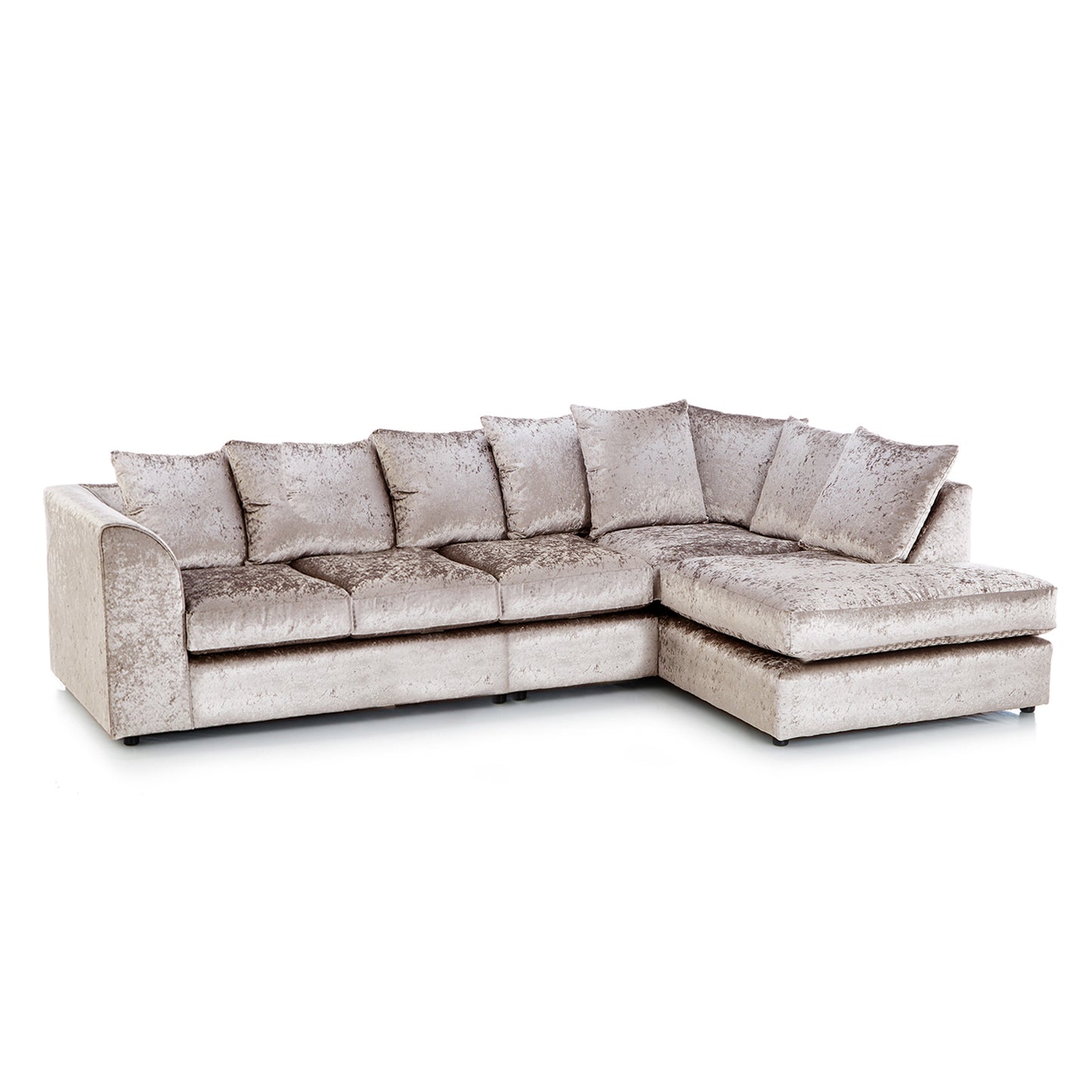 Crystal Crushed Velvet Scatter Back 5 Seater L Shaped Corner Sofa