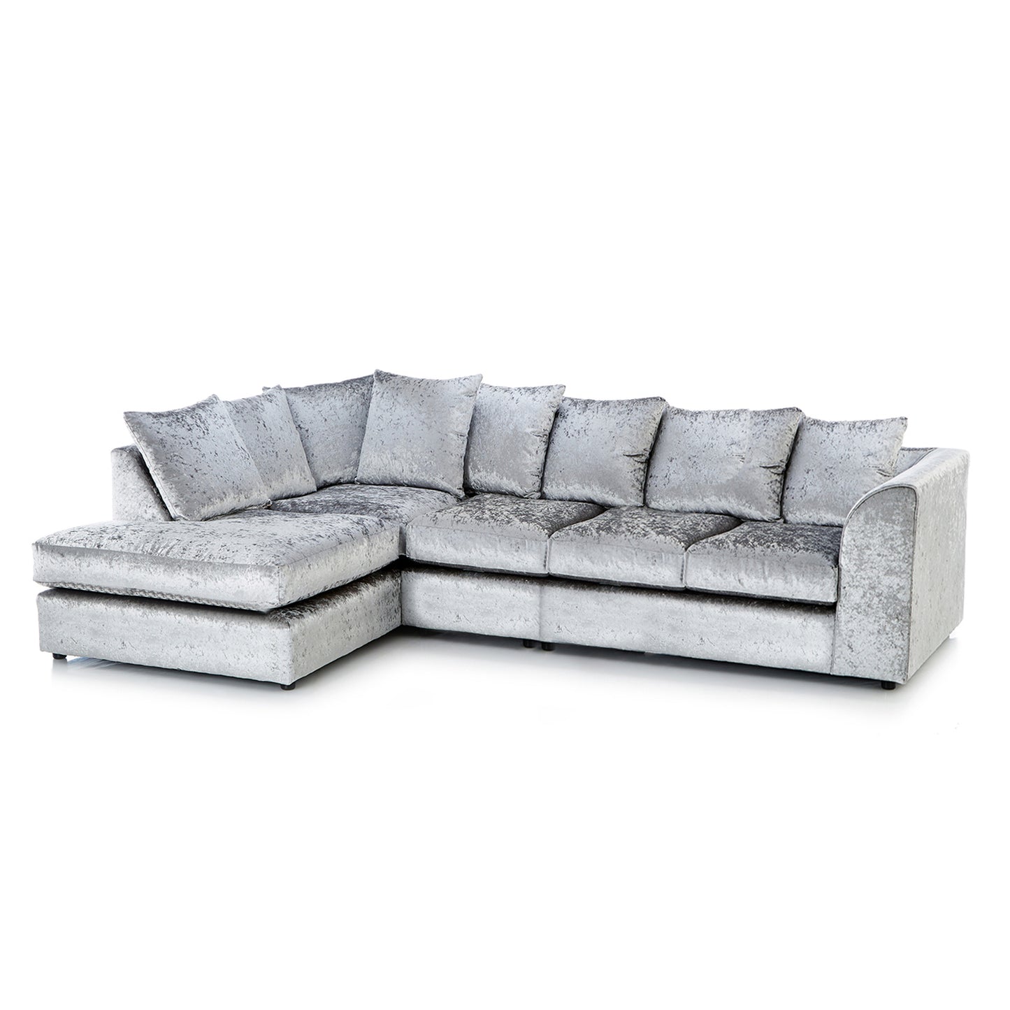 Crystal Crushed Velvet Scatter Back 5 Seater L Shaped Corner Sofa