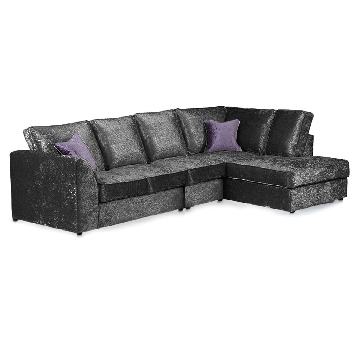 Crystal Crushed Velvet Full Back 5 Seater L Shaped Corner Sofa