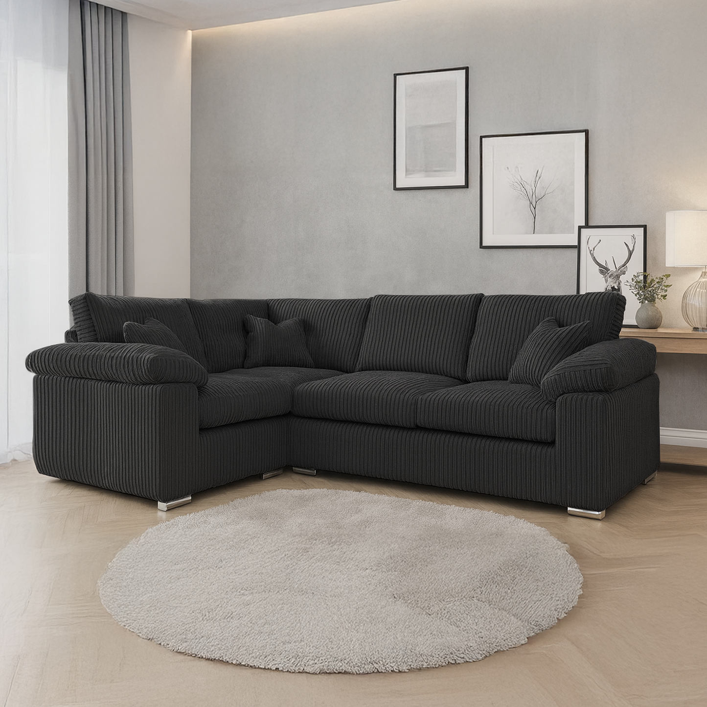 Delta Full Jumbo Cord 4 Seater Corner Sofa