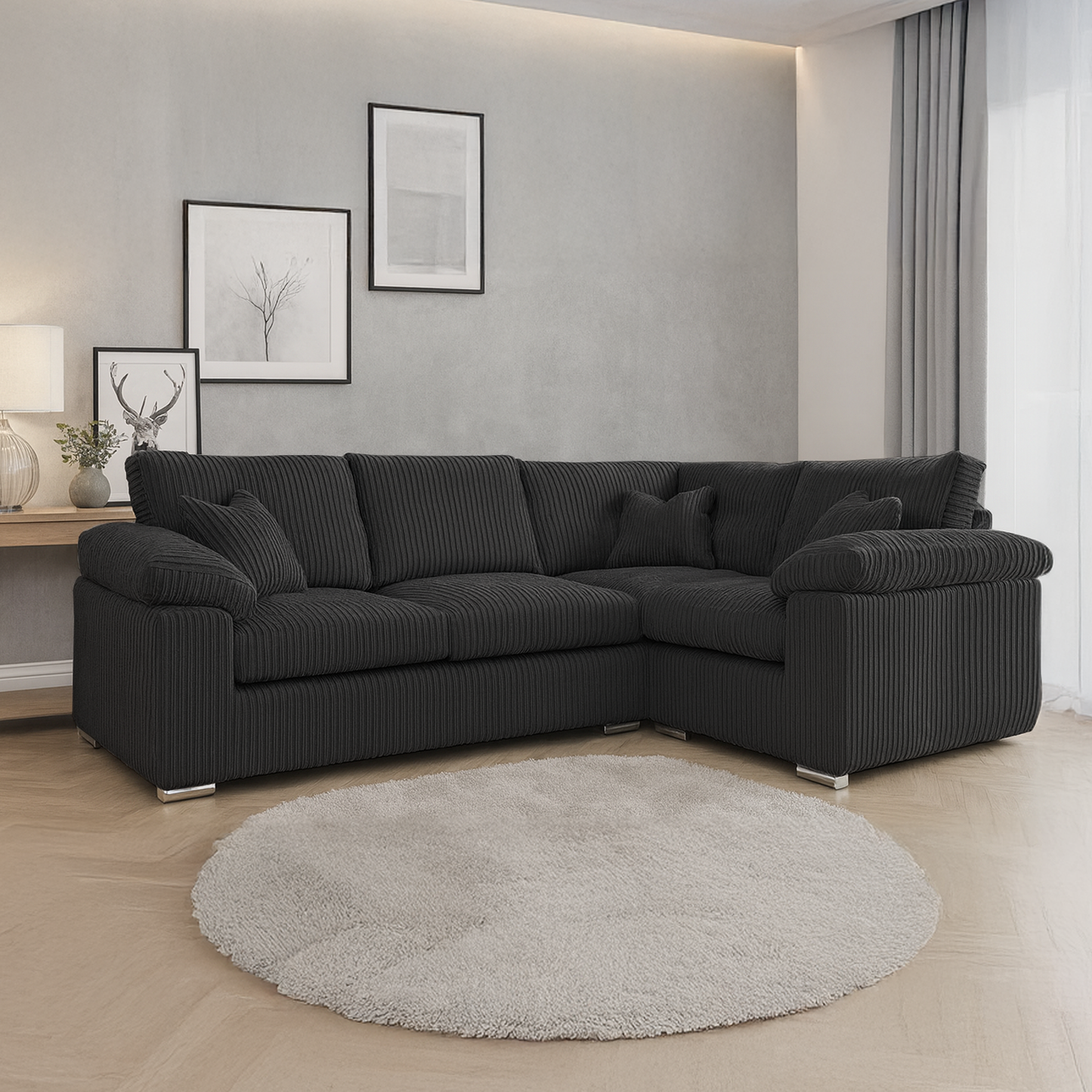 Delta Full Jumbo Cord 4 Seater Corner Sofa