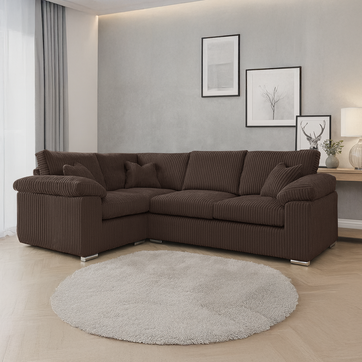 Delta Full Jumbo Cord 4 Seater Corner Sofa