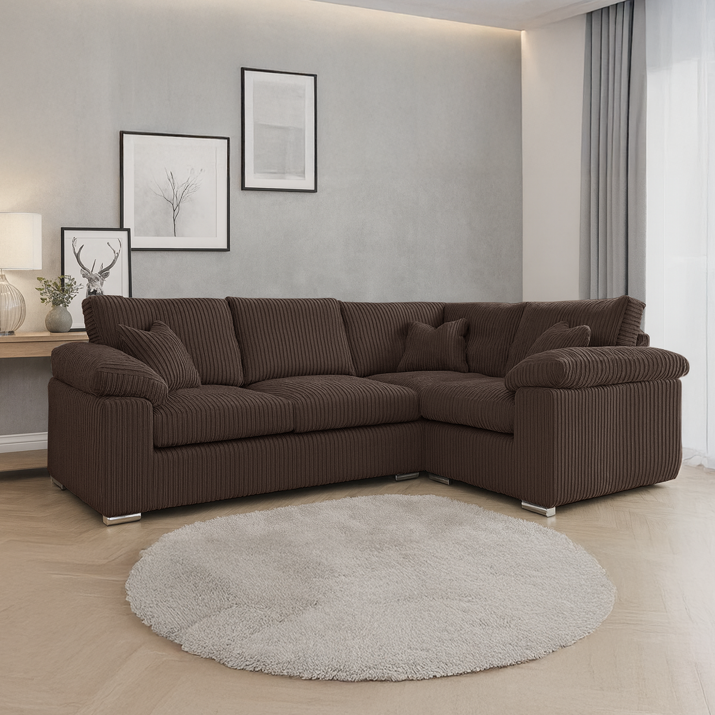 Delta Full Jumbo Cord 4 Seater Corner Sofa