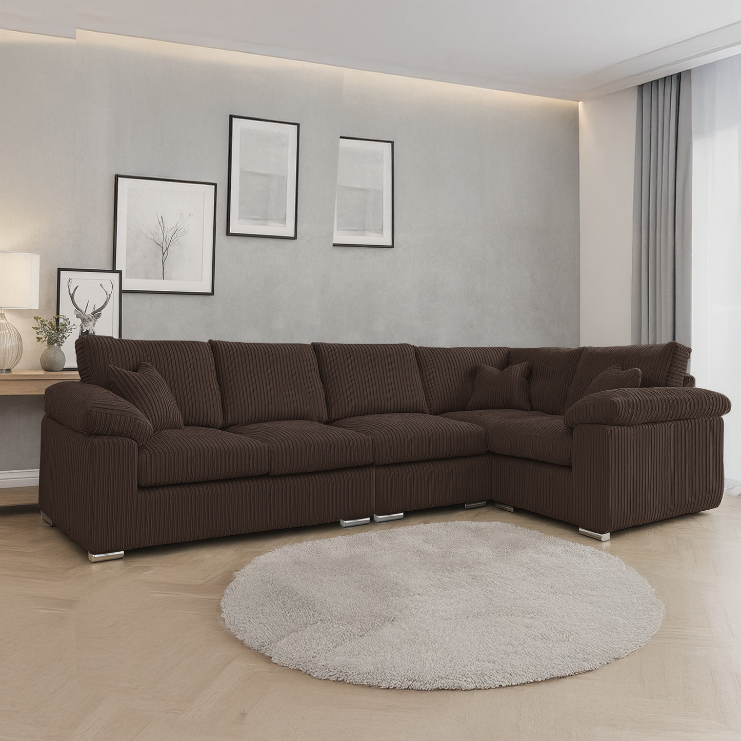 Delta Full Jumbo Cord 5 Seater L Shaped Corner Sofa
