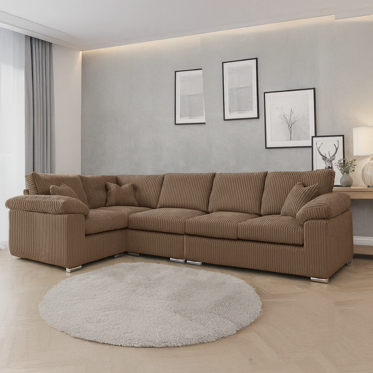 Delta Full Jumbo Cord 5 Seater L Shaped Corner Sofa