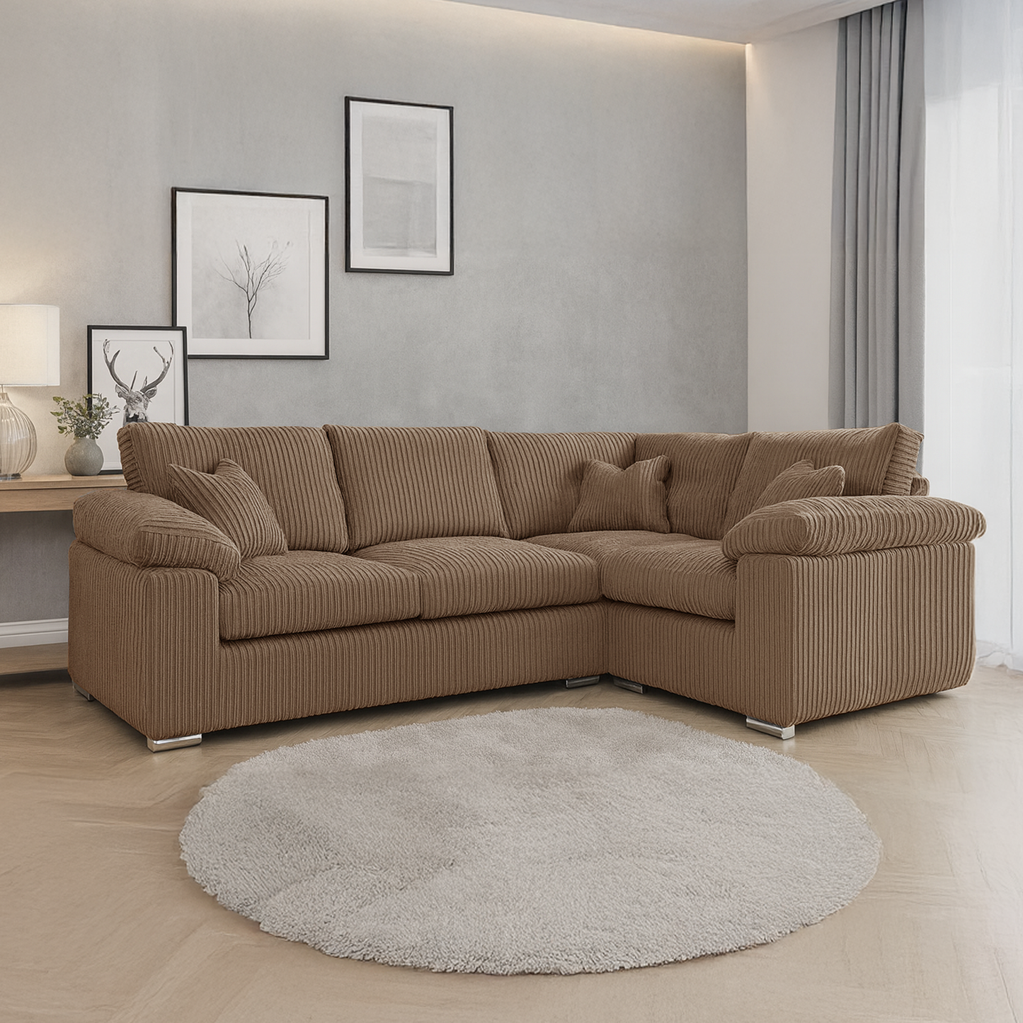 Delta Full Jumbo Cord 4 Seater Corner Sofa