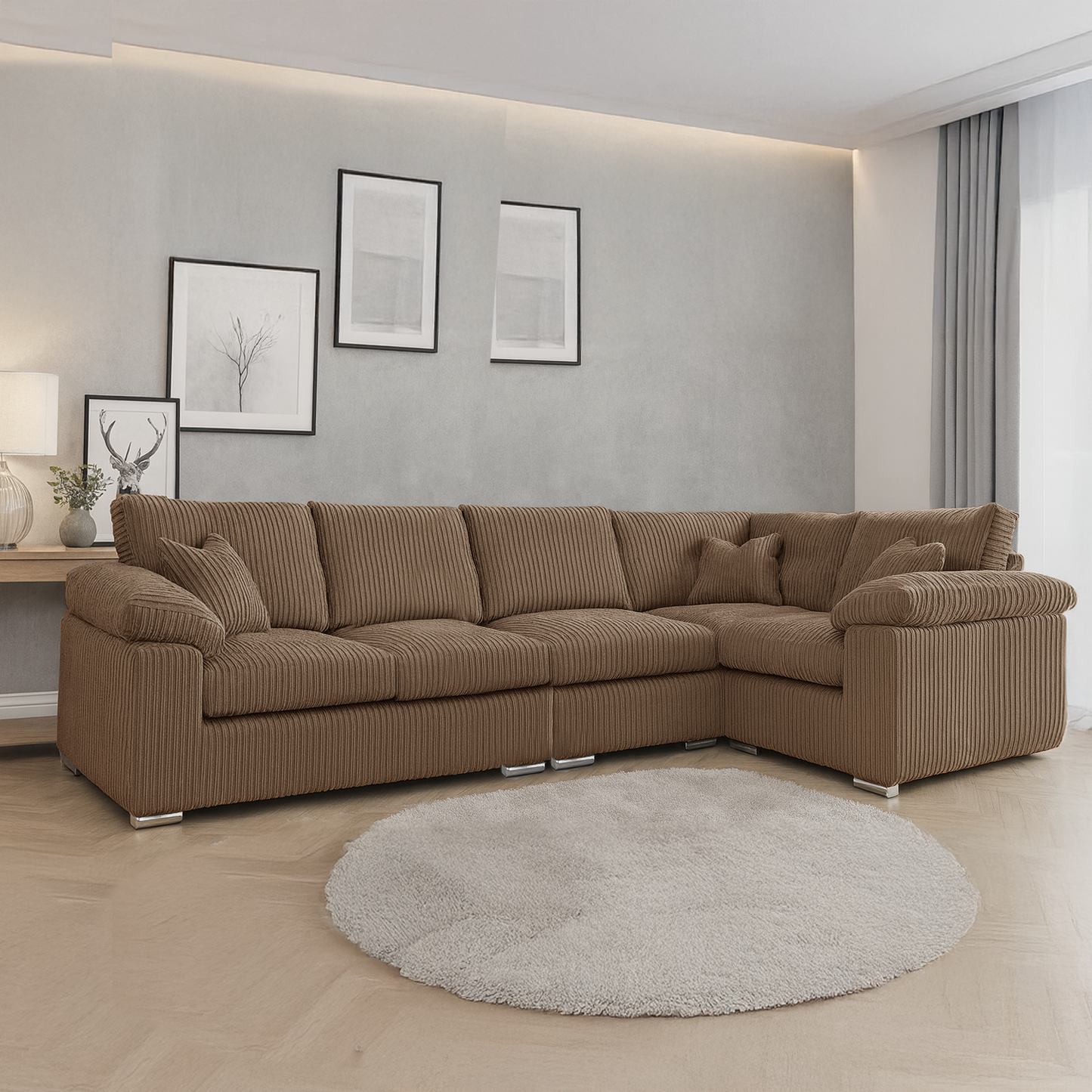 Delta Full Jumbo Cord 5 Seater L Shaped Corner Sofa