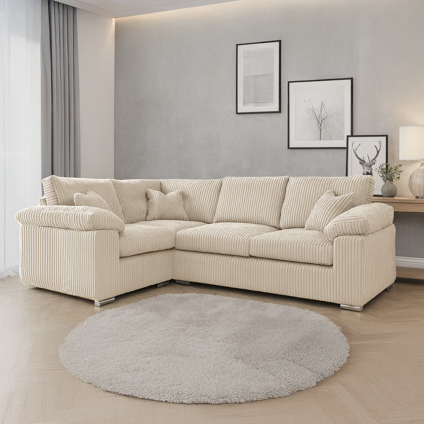 Delta Full Jumbo Cord 4 Seater Corner Sofa