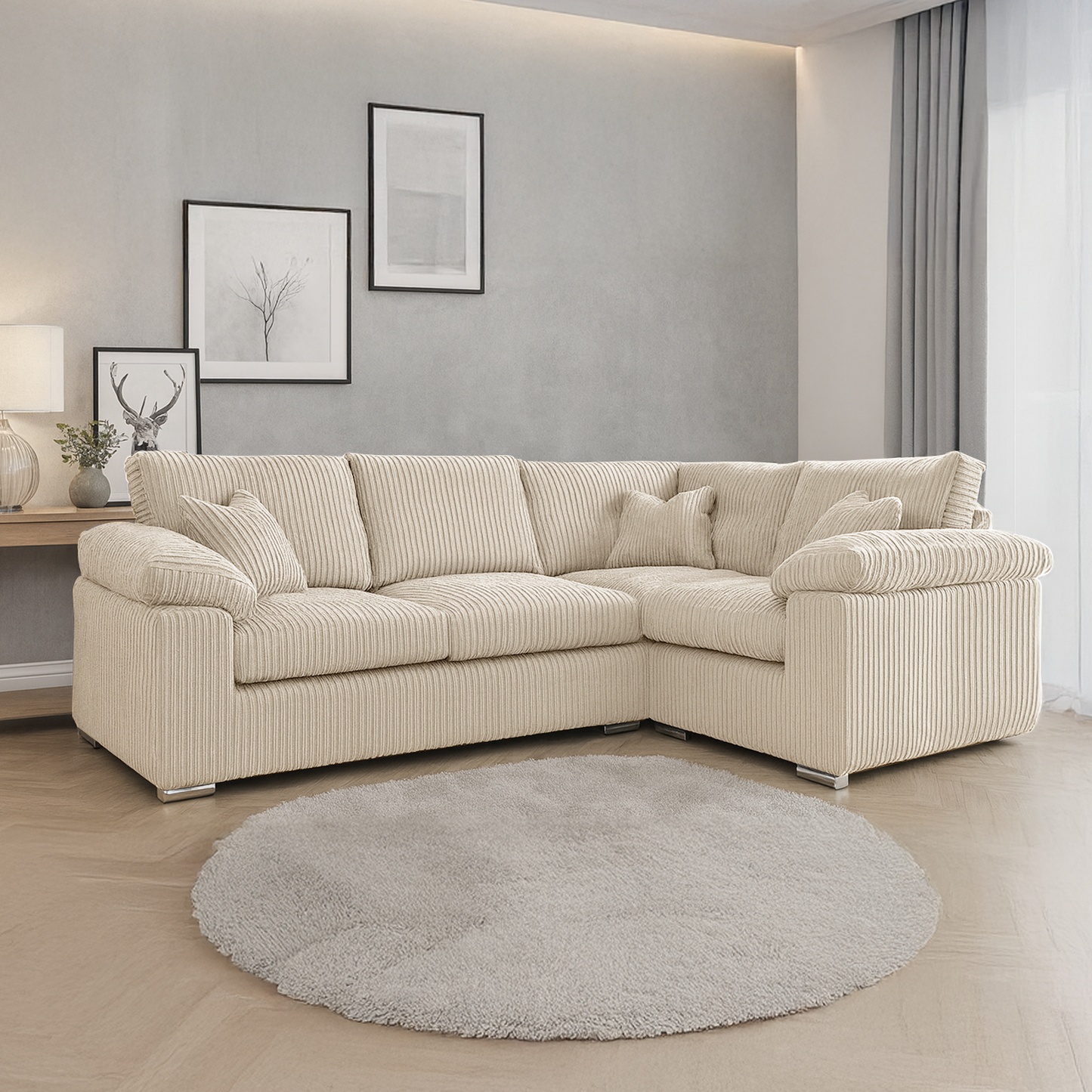 Delta Full Jumbo Cord 4 Seater Corner Sofa