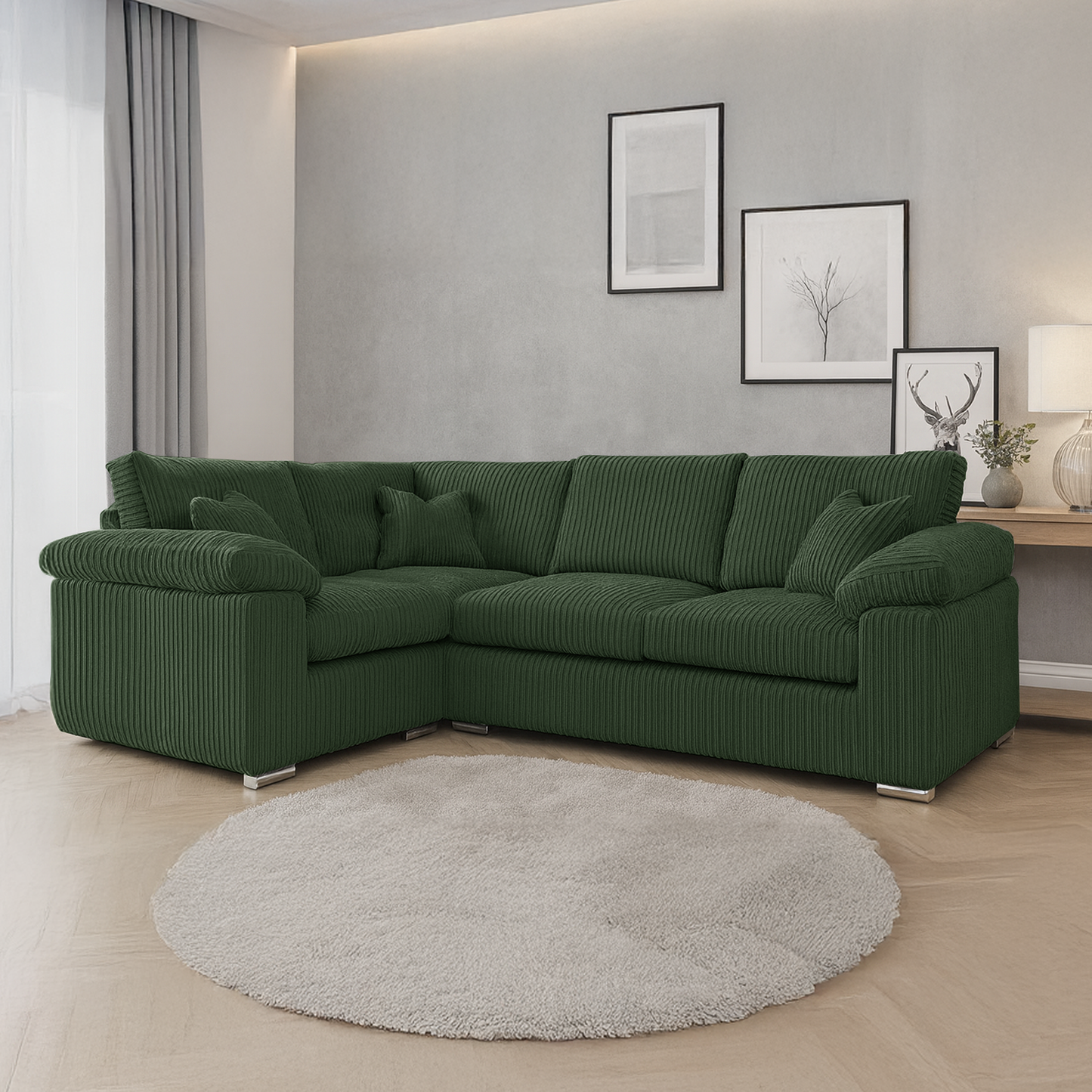 Delta Full Jumbo Cord 4 Seater Corner Sofa