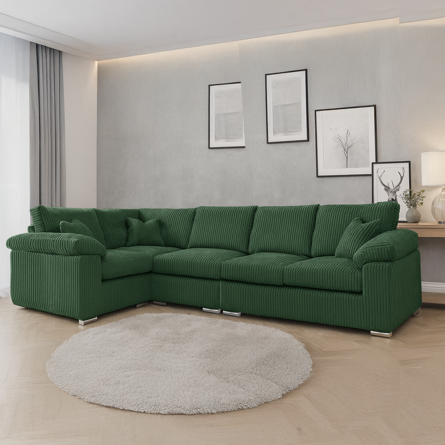 Delta Full Jumbo Cord 5 Seater L Shaped Corner Sofa