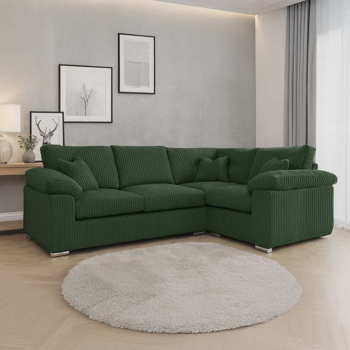 Delta Full Jumbo Cord 4 Seater Corner Sofa