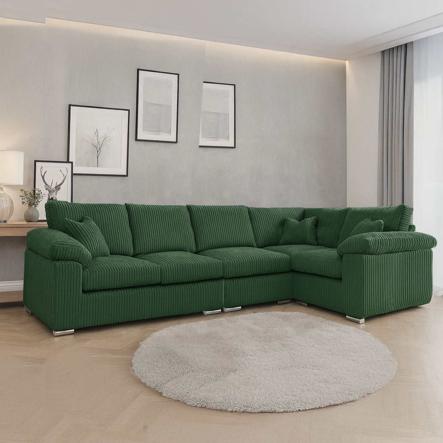 Delta Full Jumbo Cord 5 Seater L Shaped Corner Sofa