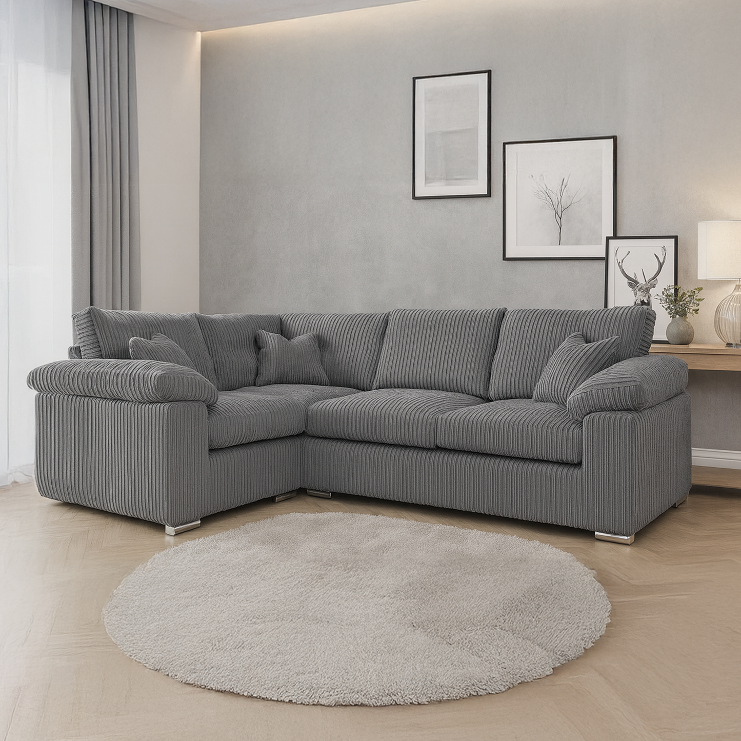 Delta Full Jumbo Cord 4 Seater Corner Sofa