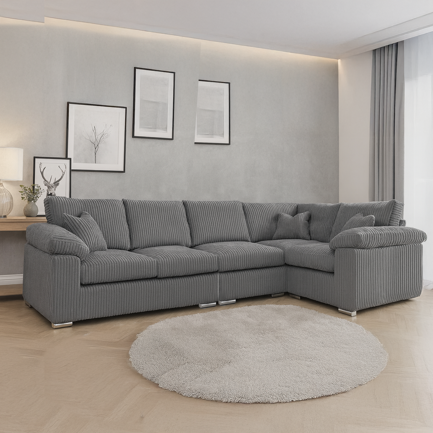Delta Full Jumbo Cord 5 Seater L Shaped Corner Sofa