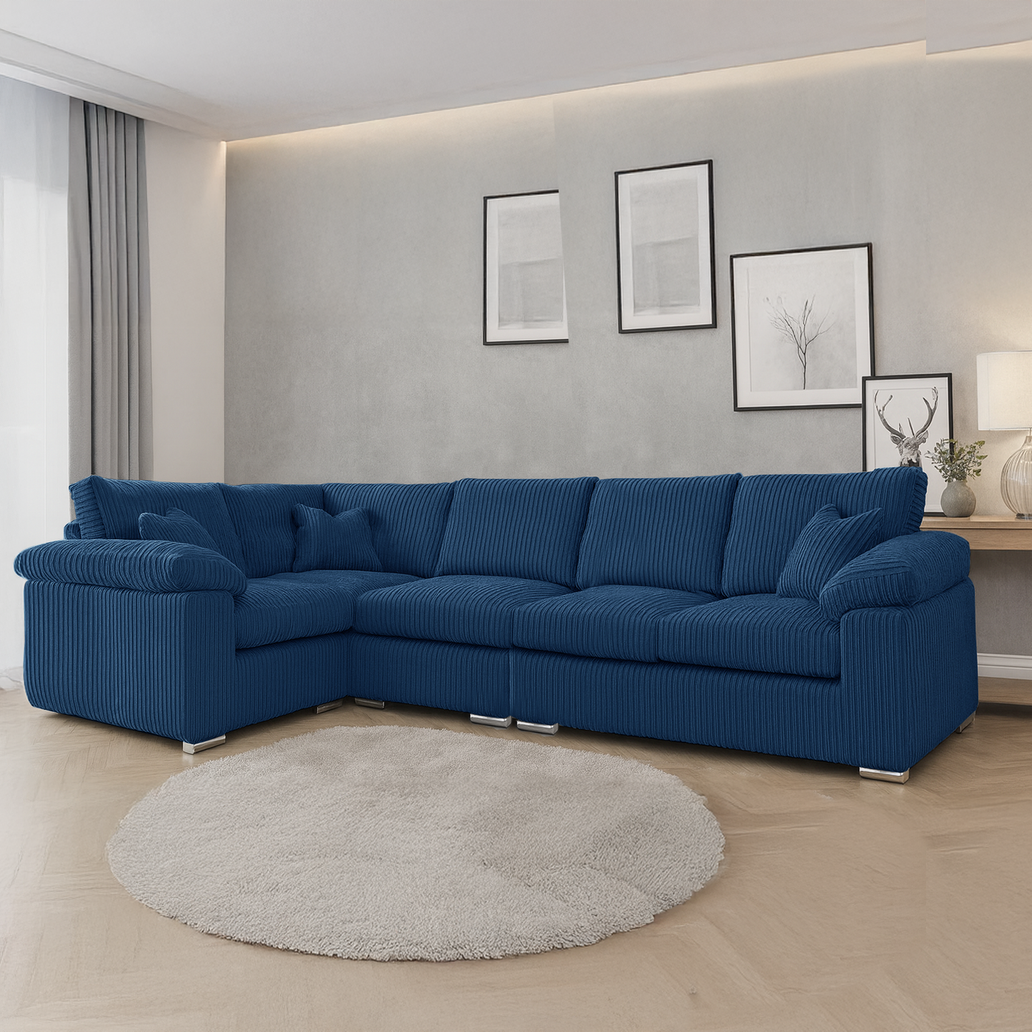 Delta Full Jumbo Cord 5 Seater L Shaped Corner Sofa