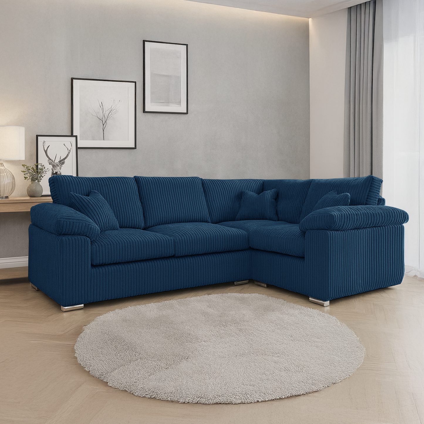Delta Full Jumbo Cord 4 Seater Corner Sofa