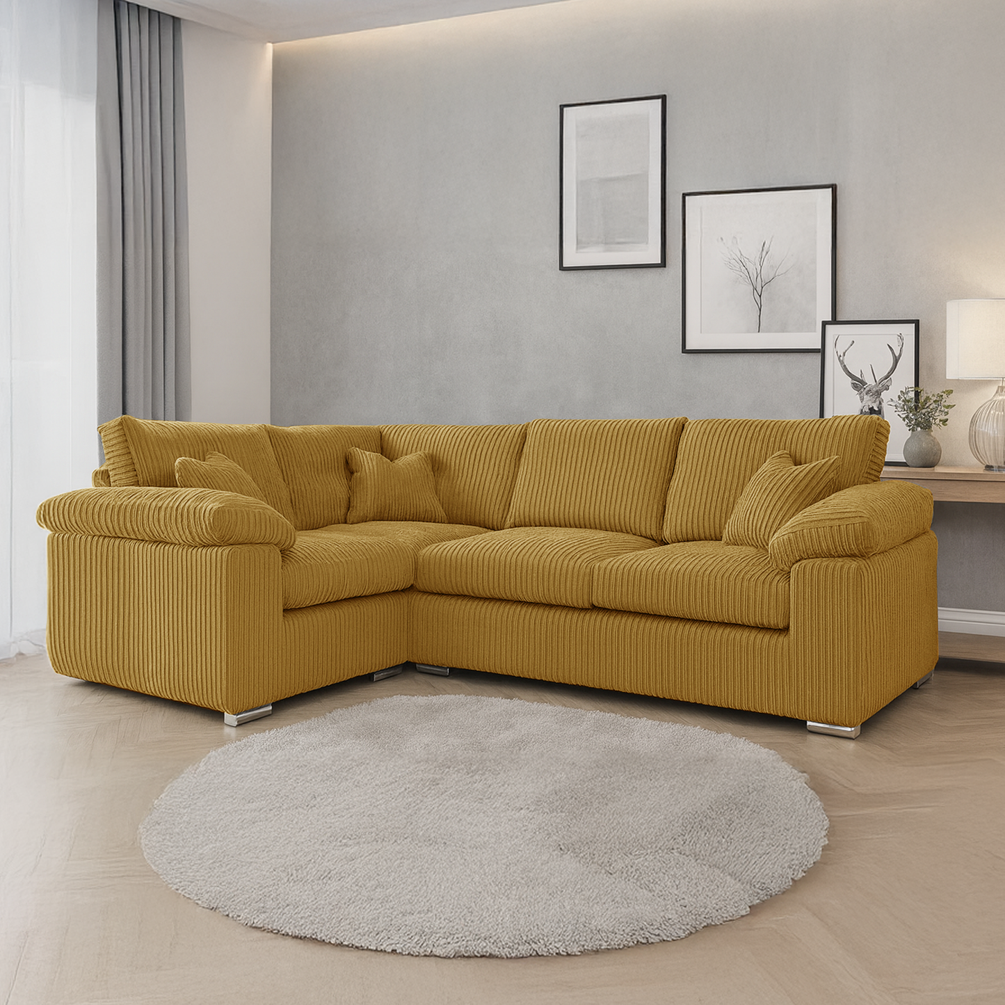 Delta Full Jumbo Cord 4 Seater Corner Sofa