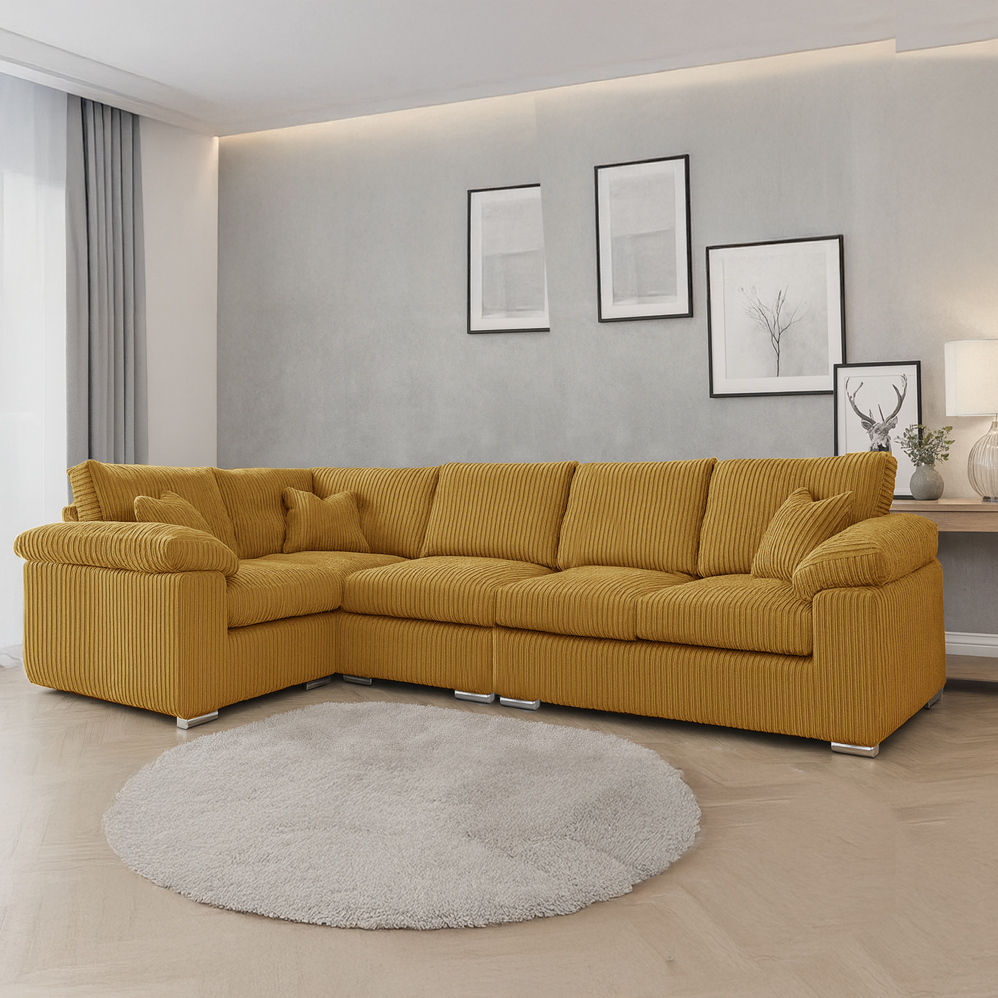 Delta Full Jumbo Cord 5 Seater L Shaped Corner Sofa