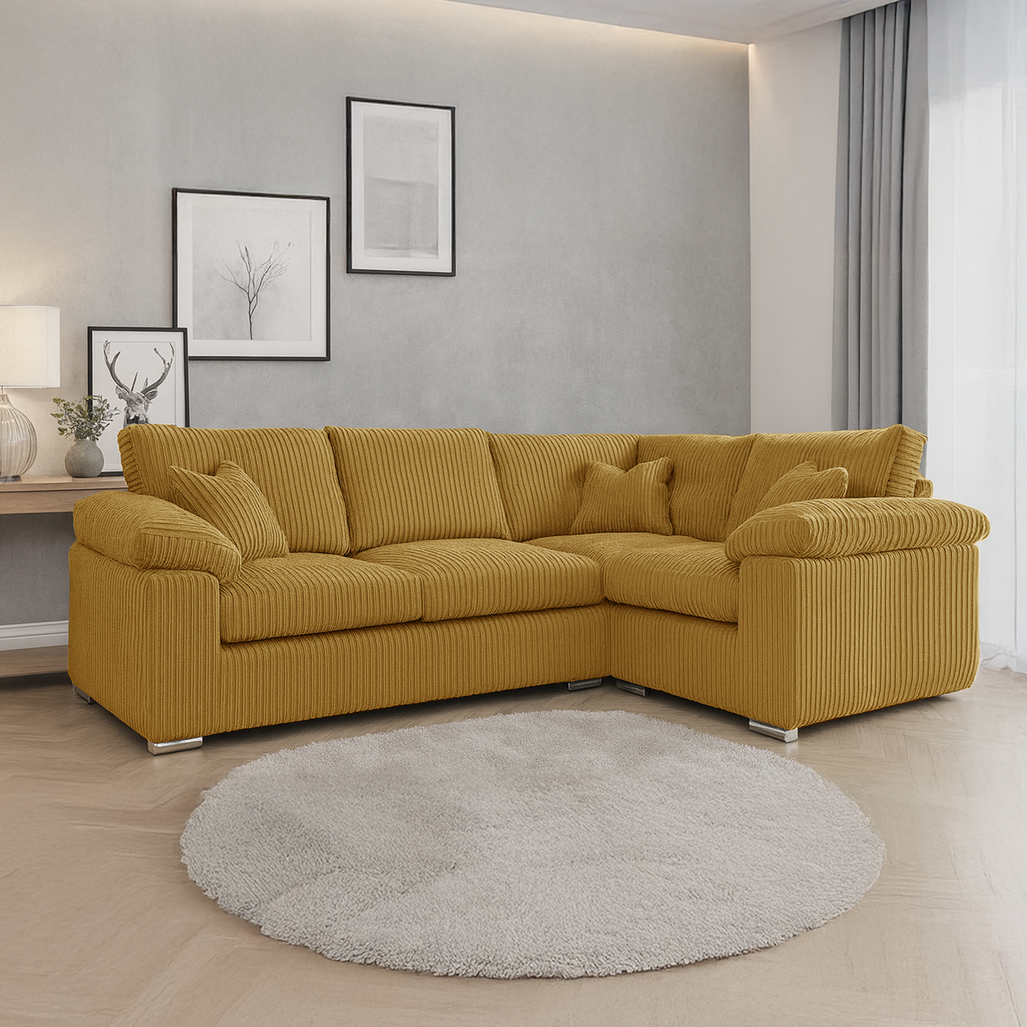 Delta Full Jumbo Cord 4 Seater Corner Sofa