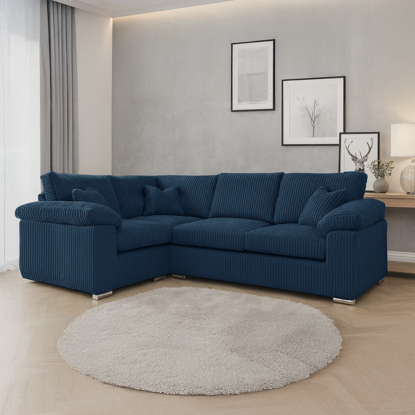 Delta Full Jumbo Cord 4 Seater Corner Sofa