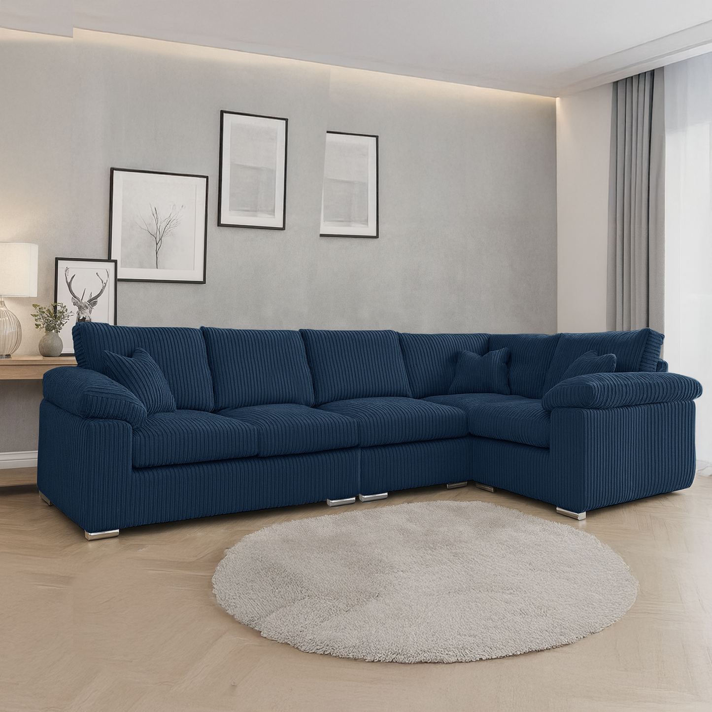 Delta Full Jumbo Cord 5 Seater L Shaped Corner Sofa
