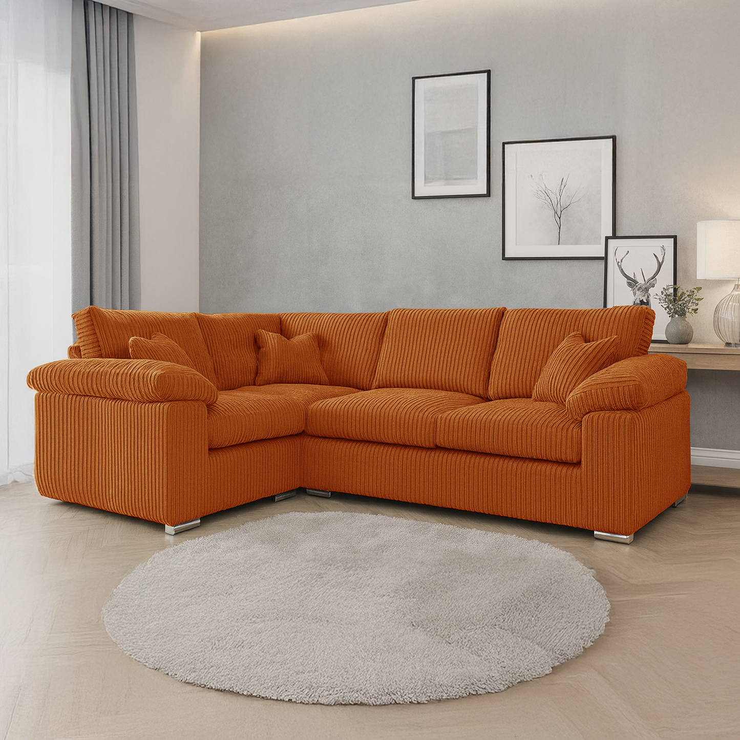 Delta Full Jumbo Cord 4 Seater Corner Sofa
