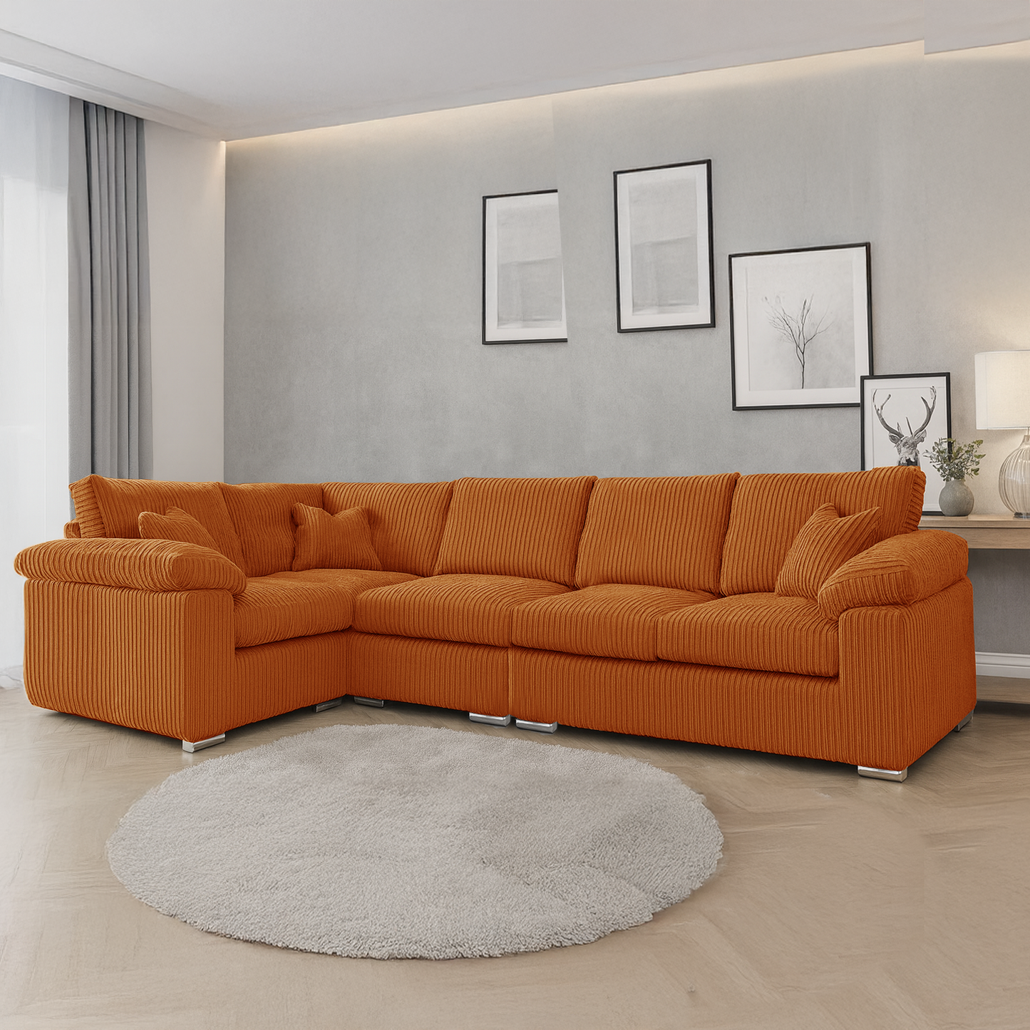 Delta Full Jumbo Cord 5 Seater L Shaped Corner Sofa