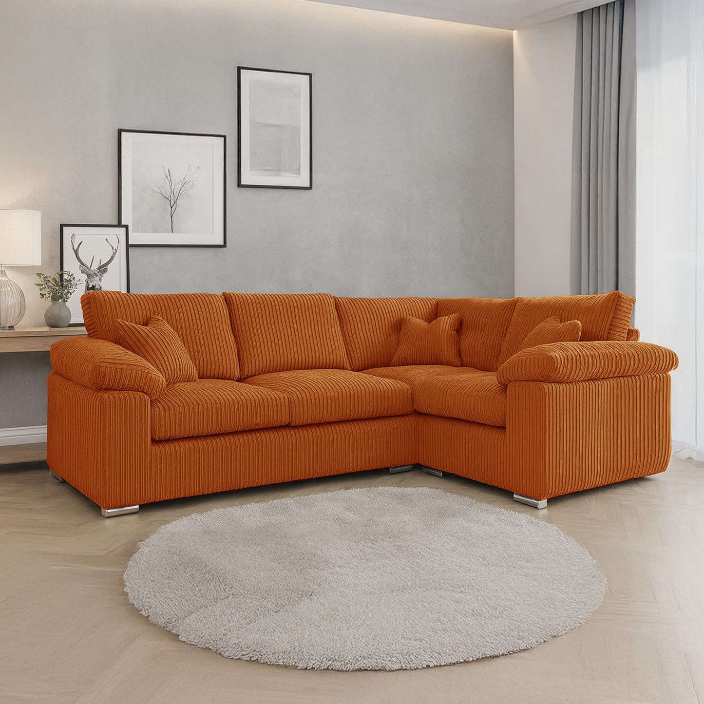 Delta Full Jumbo Cord 4 Seater Corner Sofa
